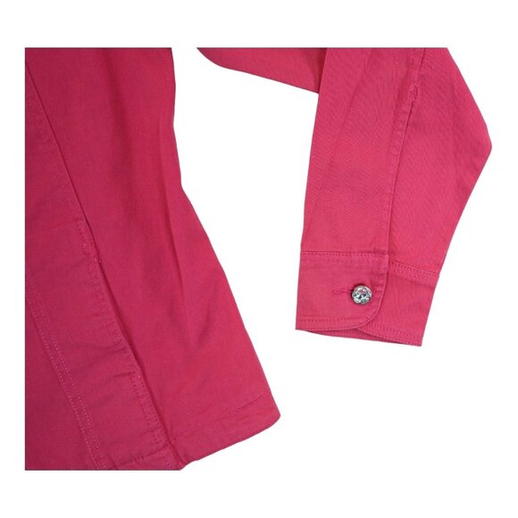 Isaac's Designs Denim Pink Jacket Decoraded Rhinestones with Dog Drawing Back‎ M - Picture 5 of 6